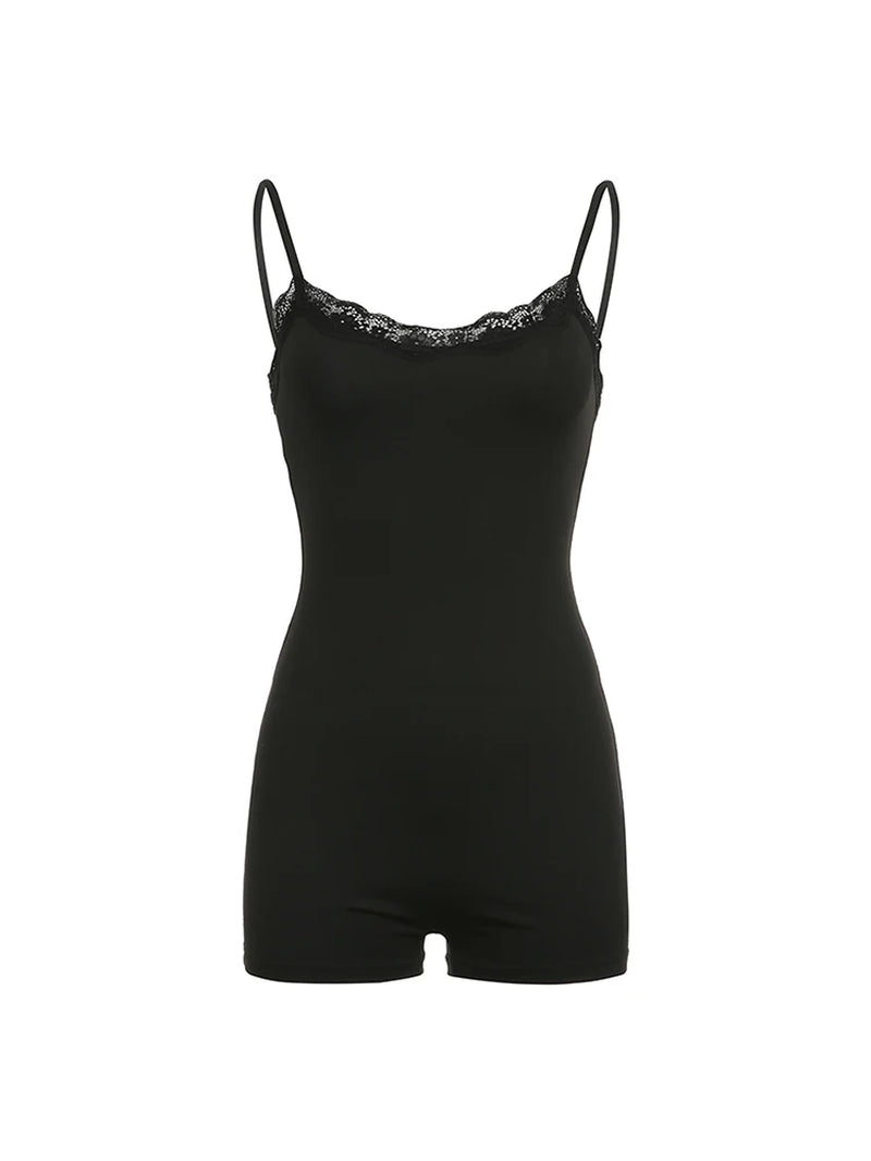 Lace Trim Skinny Sexy Slip Rompers Women'S Playsuit
